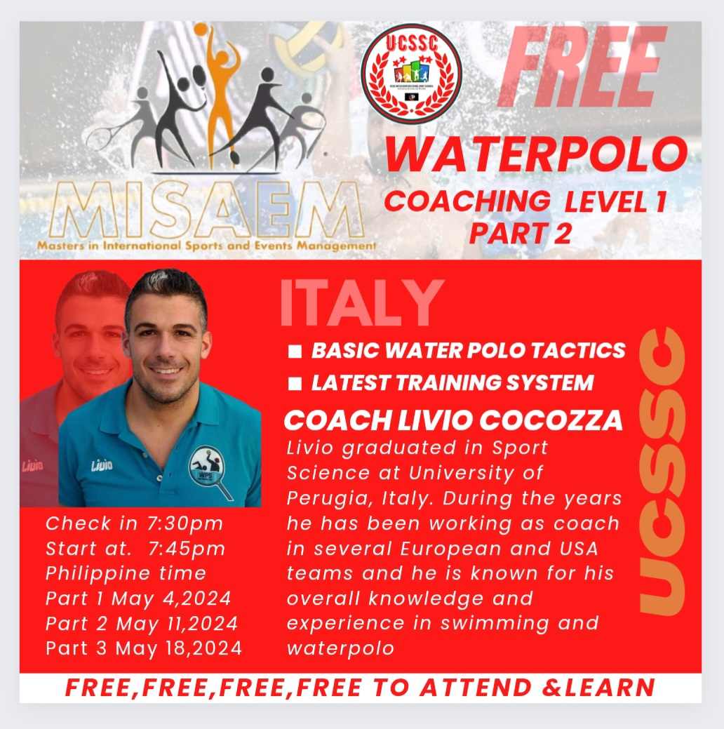 Water polo huddle with Dennis
