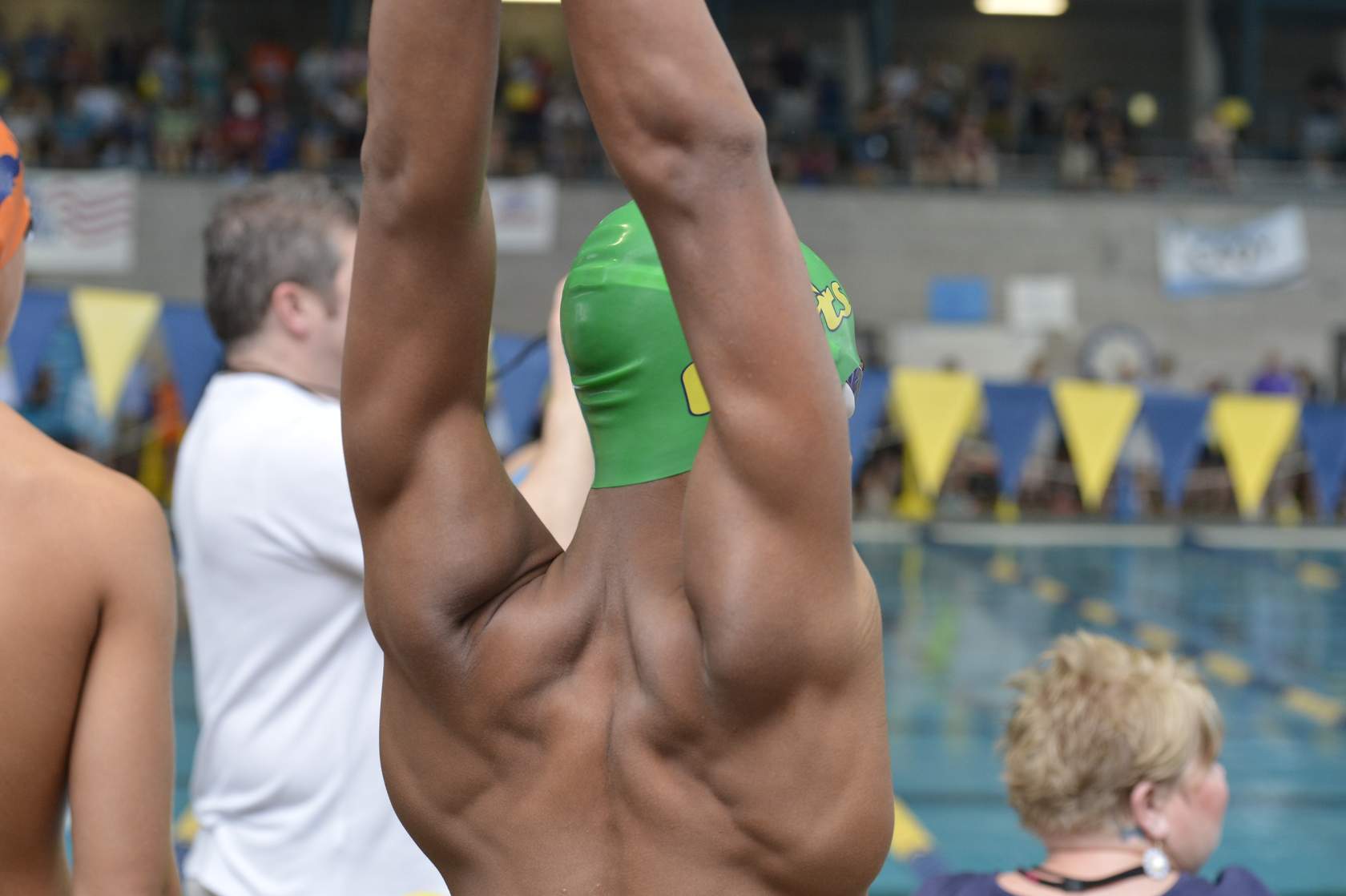 Swimmer stretching, back muscles
