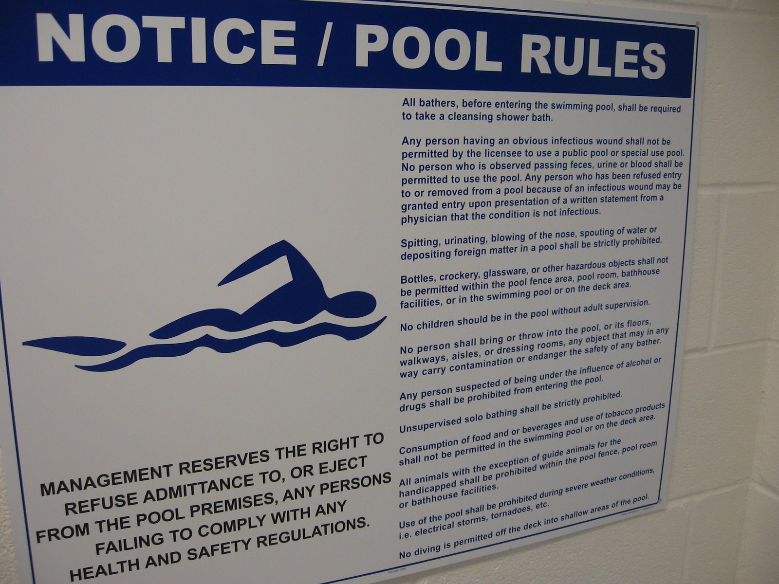 Pool Swim Rules